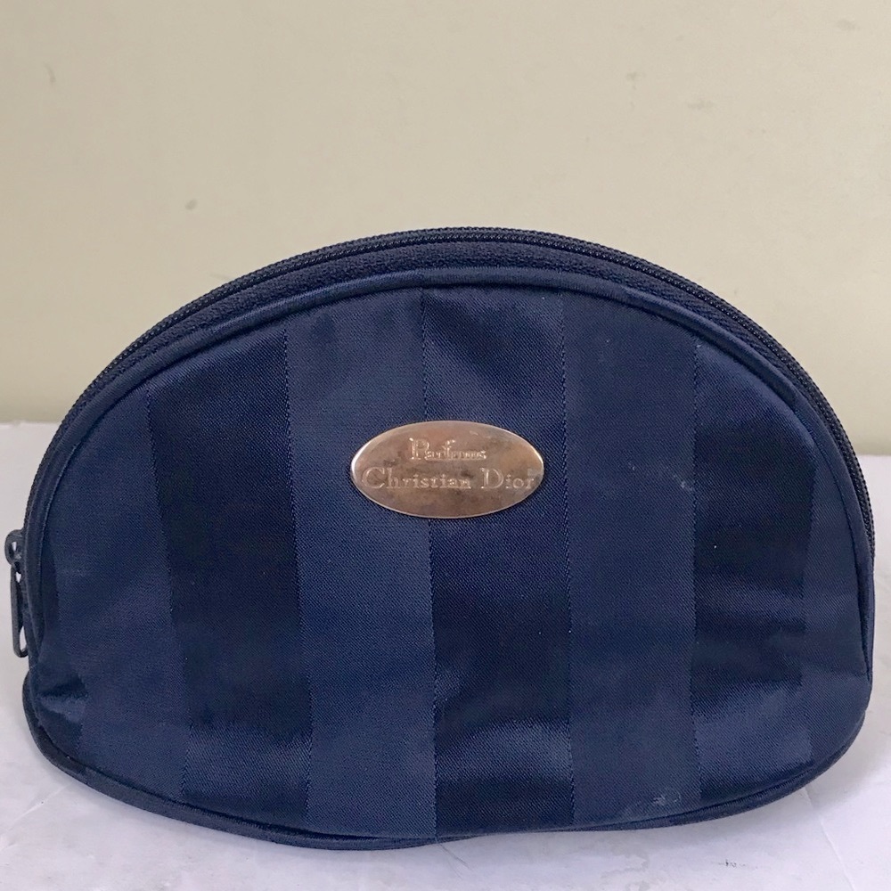 Christian Dior Vintage New Dome Bag Make Up Bag Clutch Zipper Fabric Wallet Logo